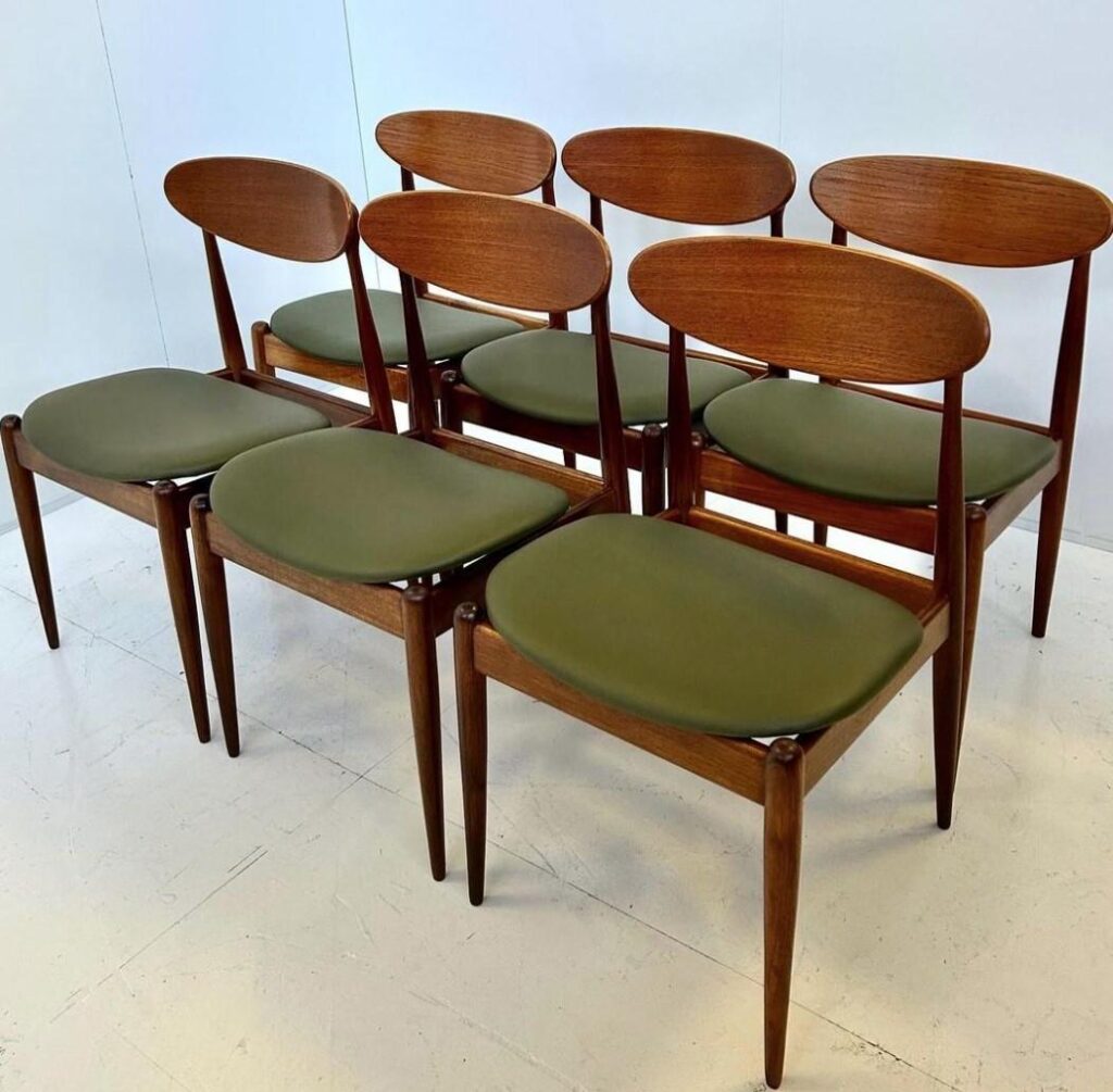 Parker 60s #107 Spade back dining chairs.