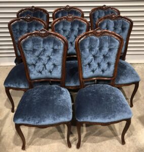 Restoration antique Louis XV button back dining chairs"