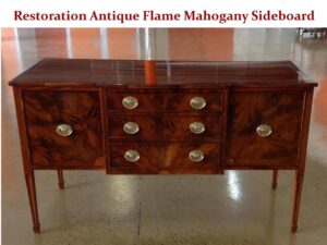 Restoration antique flame mahogany sideboard c1910s"