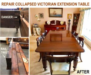 Repair collapsed Victorian extension table"