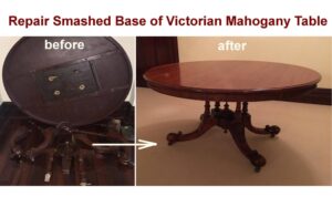 Restore and repair Victorian mahogany cage-base table. "